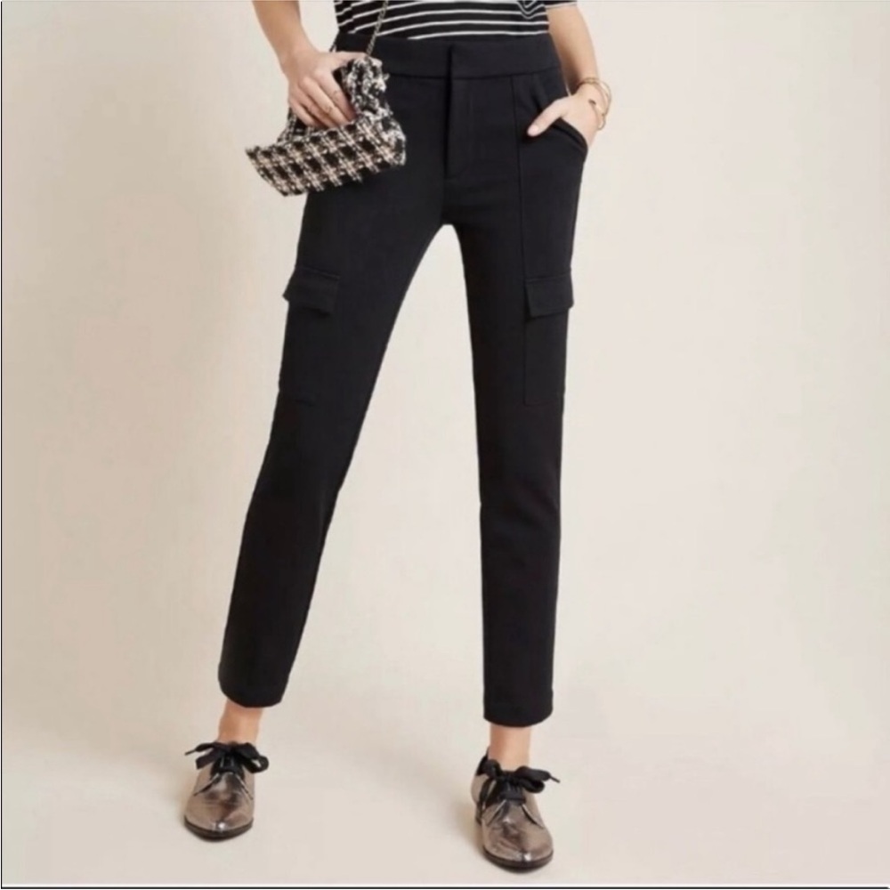 Anthropologie Essential Slim Black Cargo Pants - Picture 2 of 3